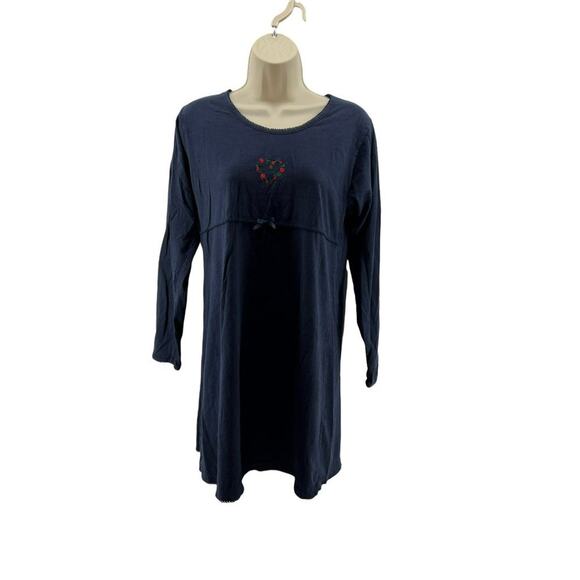 Vintage Victoria's Secret Country Sleep Shirt Navy Embroidered Womens Small - Picture 1 of 4